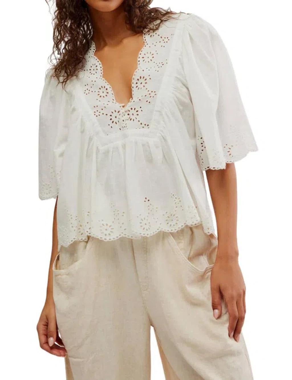 Costa Eyelet Top In Bright White Product Image