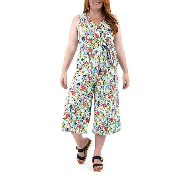 Womens Nina Leonard Print Surplice Wide-Leg Jumpsuit Product Image