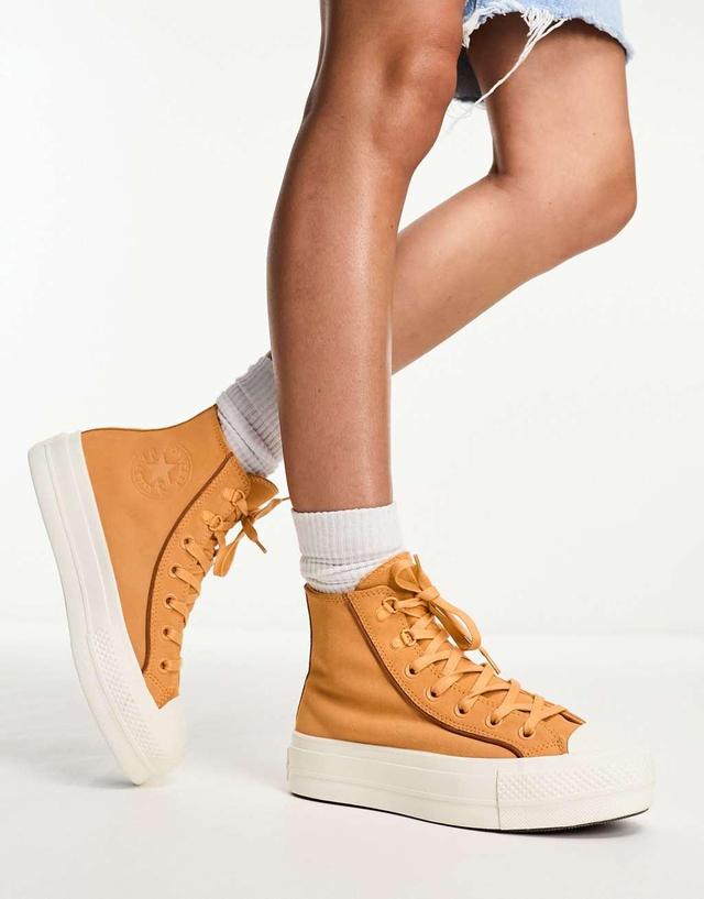 Converse Chuck Taylor All Star Lift platform sneakers in tan Product Image