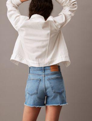 High Rise Midi Denim Shorts Product Image