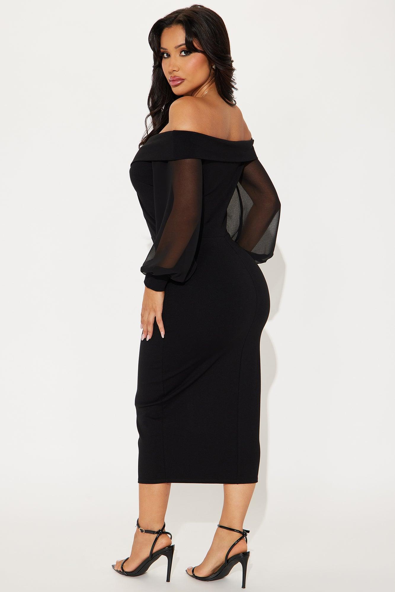 Mirabella Off Shoulder Midi Dress - Black Product Image