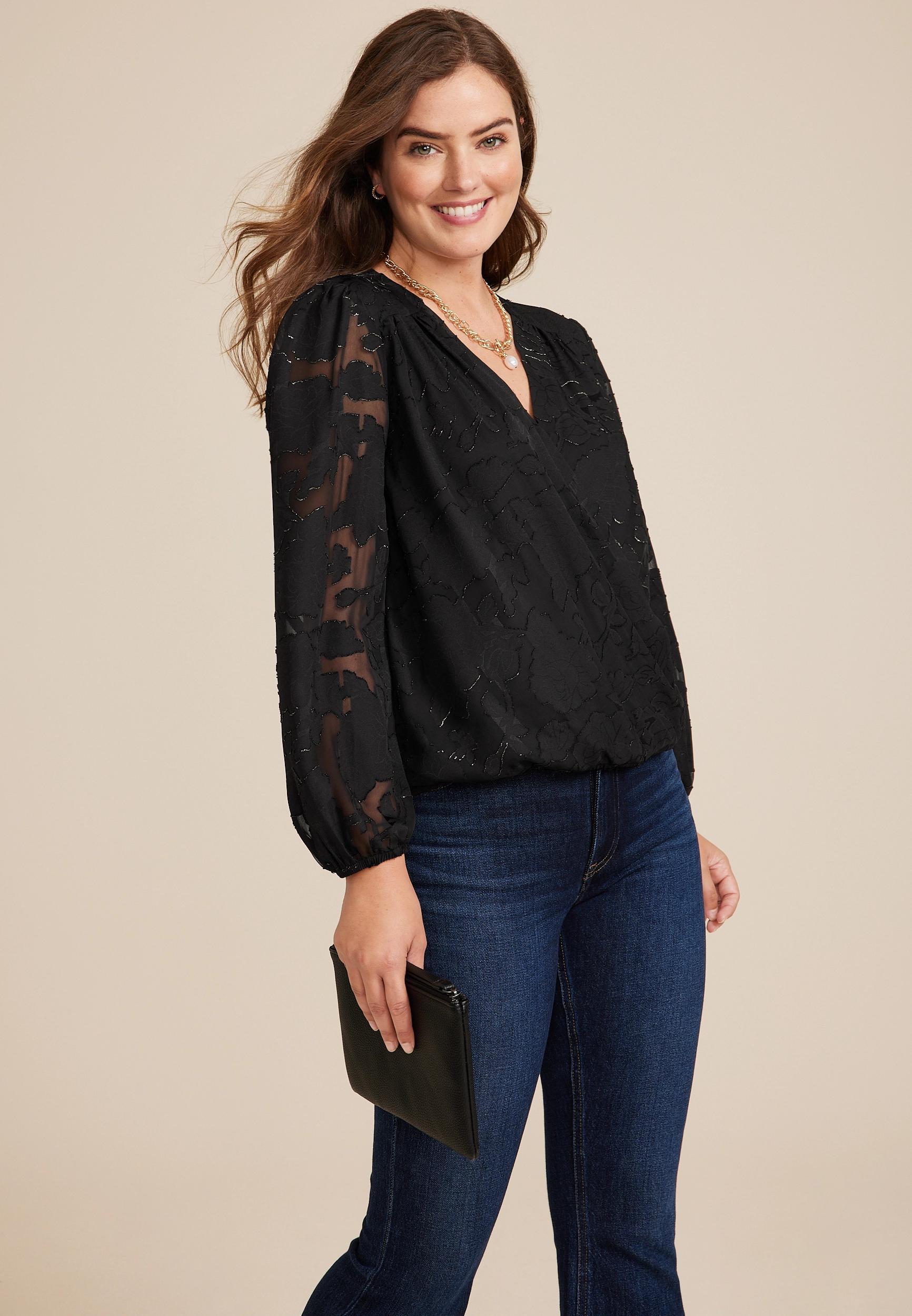 Metallic Jacquard Wrap Blouse product image