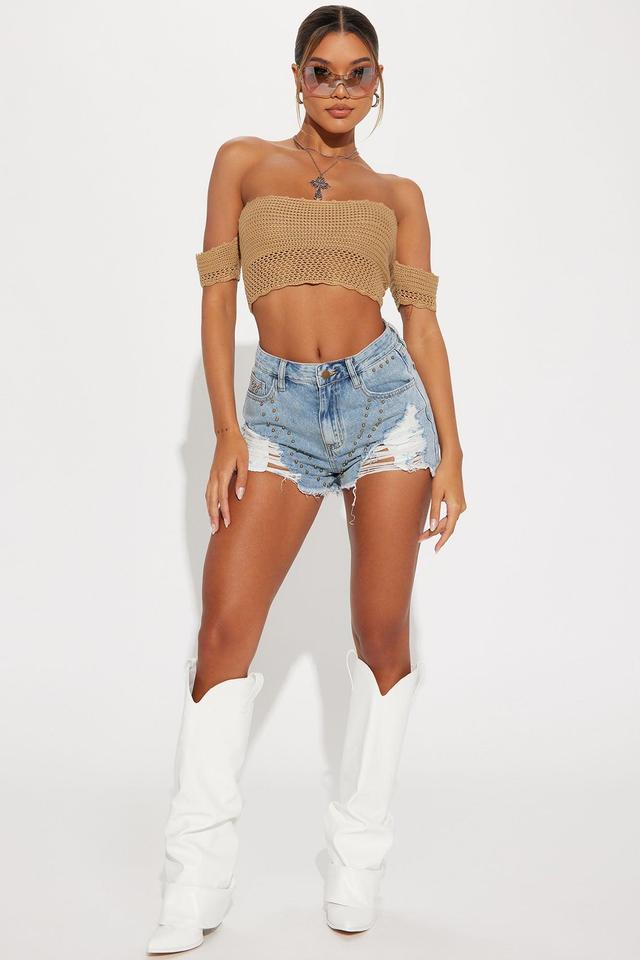 Tan Lines Crochet Top - Tan Product Image