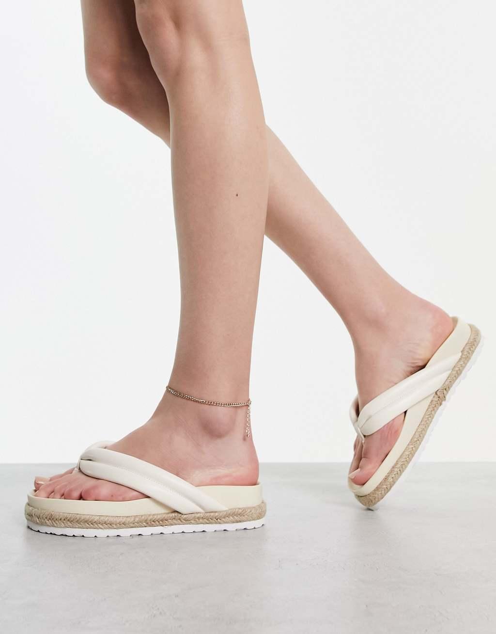 RAID Calvine espadrille toe post sandals in cream Product Image