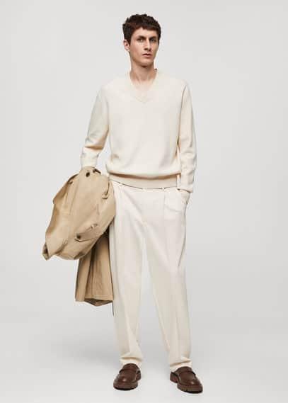 Mango Mens Pleated Relaxed-Fit Trousers Product Image