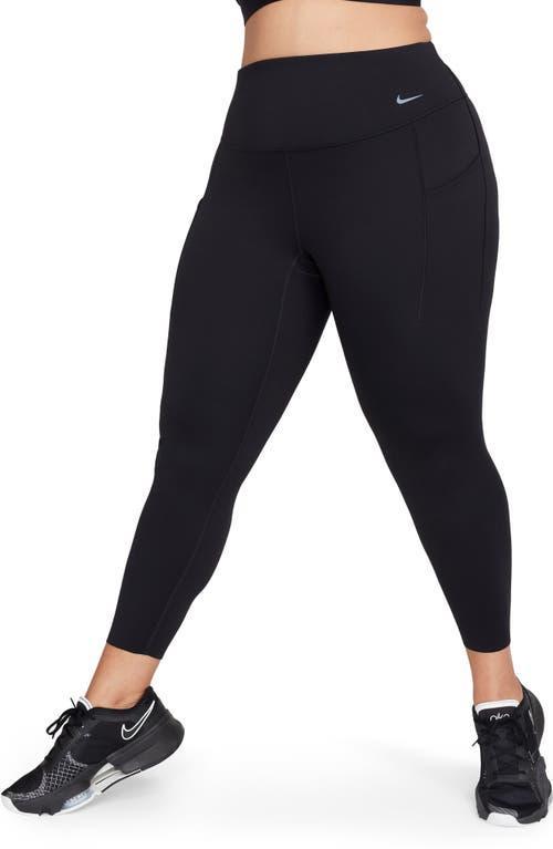 Nike Women's Universa Medium-Support High-Waisted 7/8 Leggings with Pockets (Plus Size) in Black, Size: 3X  Product Image