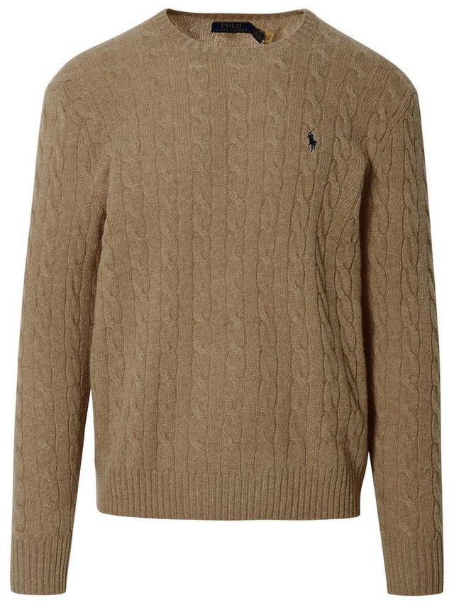 Logo Embroidered Knit Jumper In Brown Product Image