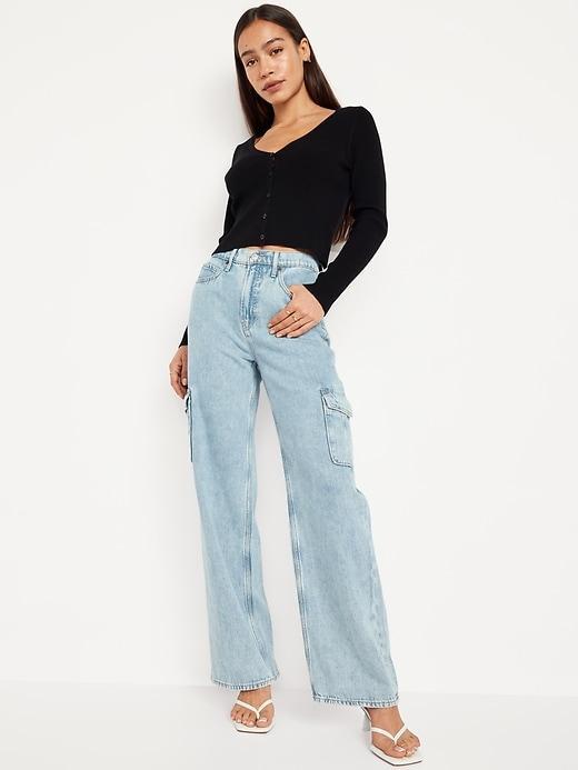 Extra High-Waisted Wide-Leg Cargo Jeans for Women Product Image