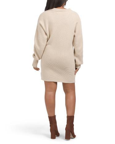 Long Sleeve Collared Sweater Mini Dress for Women Product Image