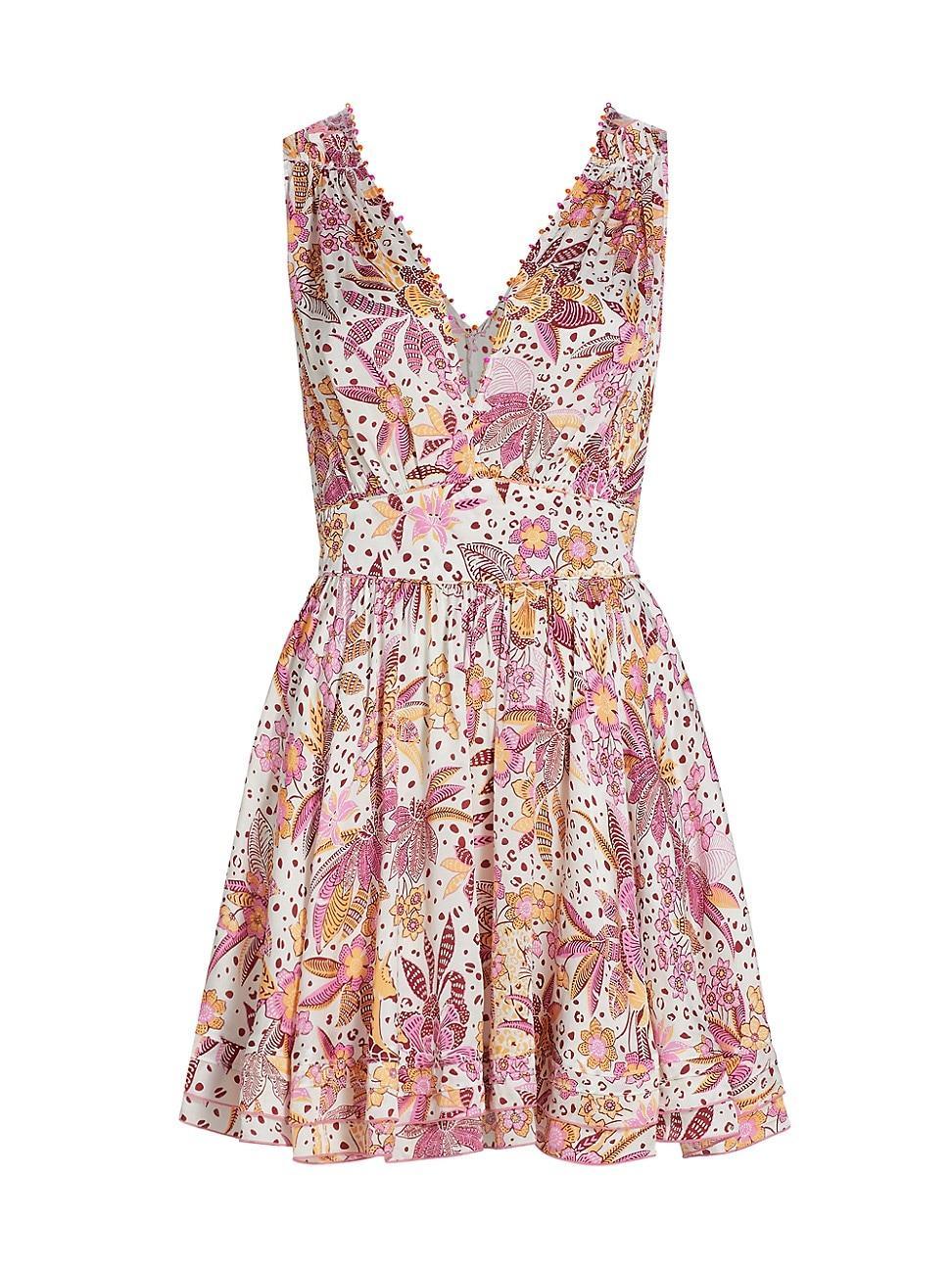 Womens Bessie Floral Satin V-Neck Minidress Product Image