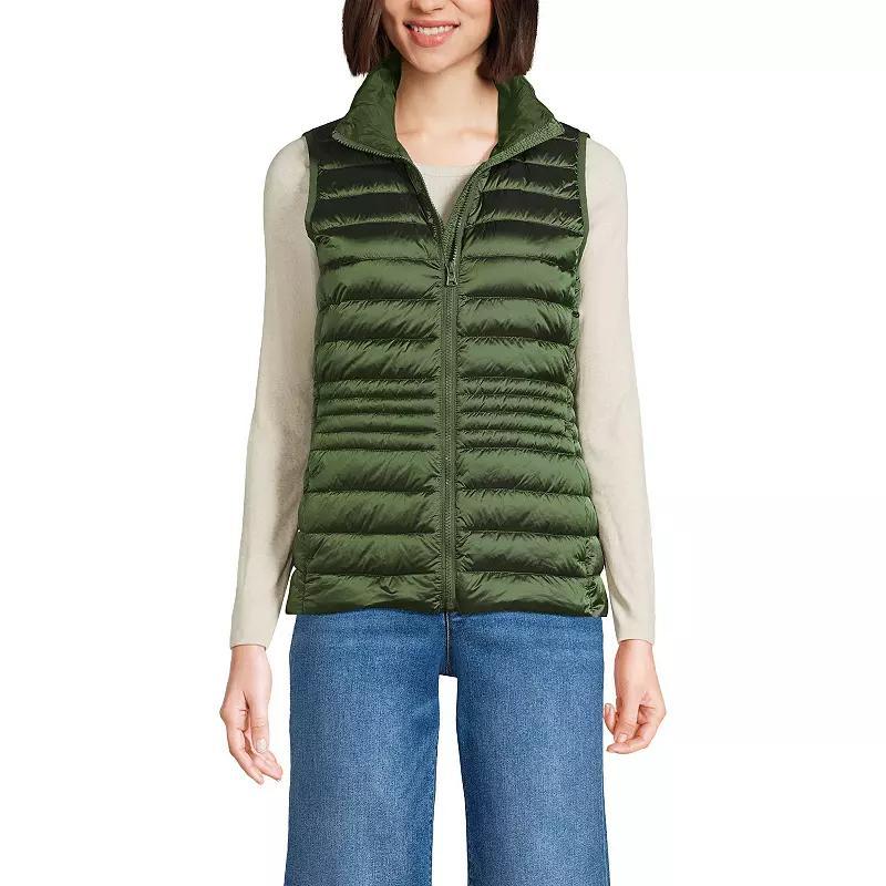 Womens Lands End Wanderweight Packable Down Vest Deep Blue Product Image