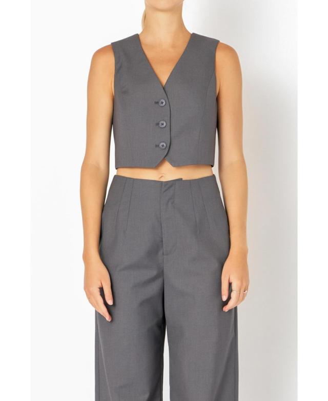 Grey Lab Button-Up Crop Vest Product Image