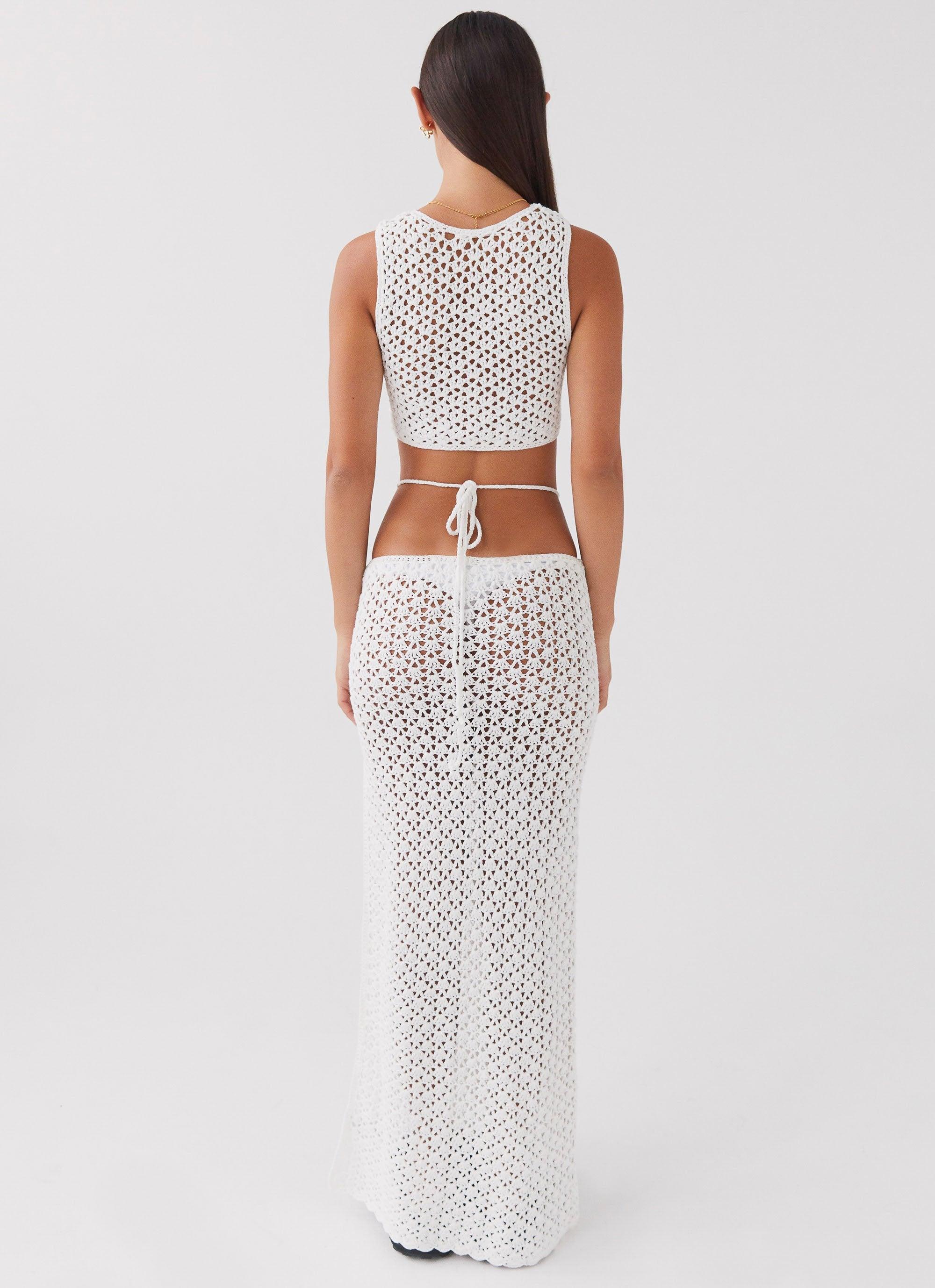 Mabel Bay Crochet Maxi Skirt - White Product Image