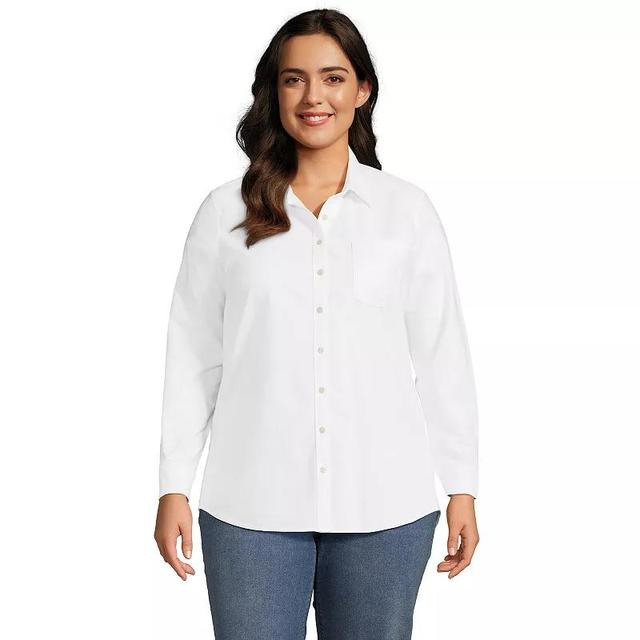 Petite Lands End Long Sleeve Button-Down Oxford Shirt, Womens Product Image