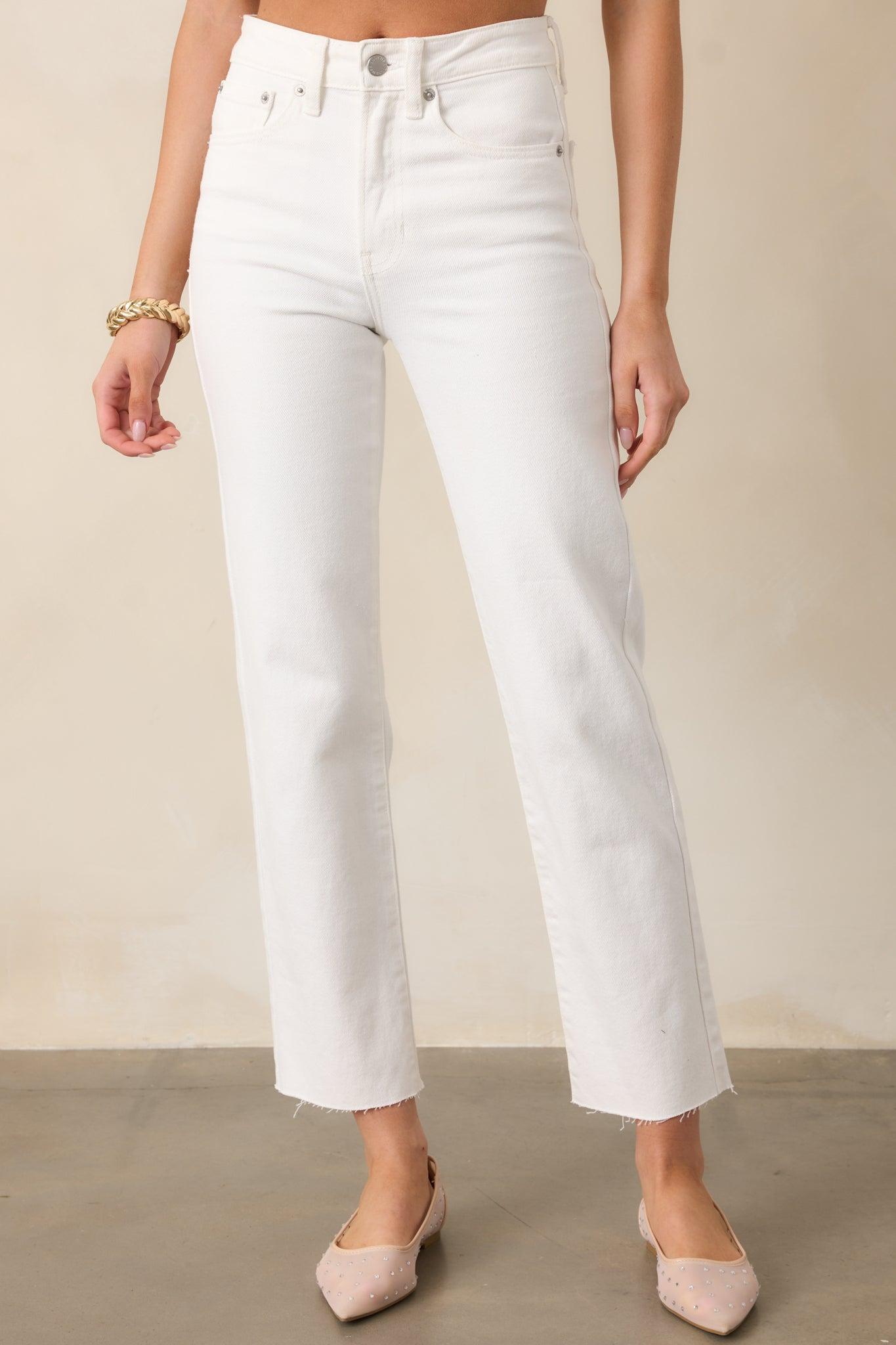 Simply The Vibe White Jeans Product Image