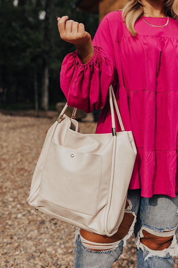 Never Pretend Faux Leather Tote In Stone Product Image