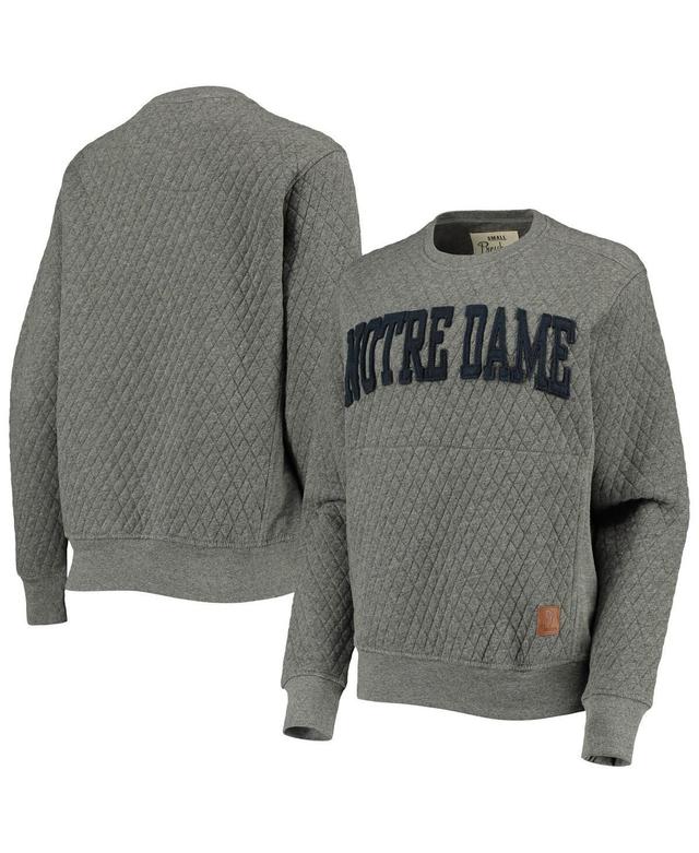 Womens Pressbox Heather Charcoal Notre Dame Fighting Irish Moose Quilted Pullover Sweatshirt Product Image