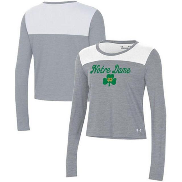 Womens Under Armour /Gray Notre Dame Fighting Irish Vault Cropped Long Sleeve T-Shirt Product Image