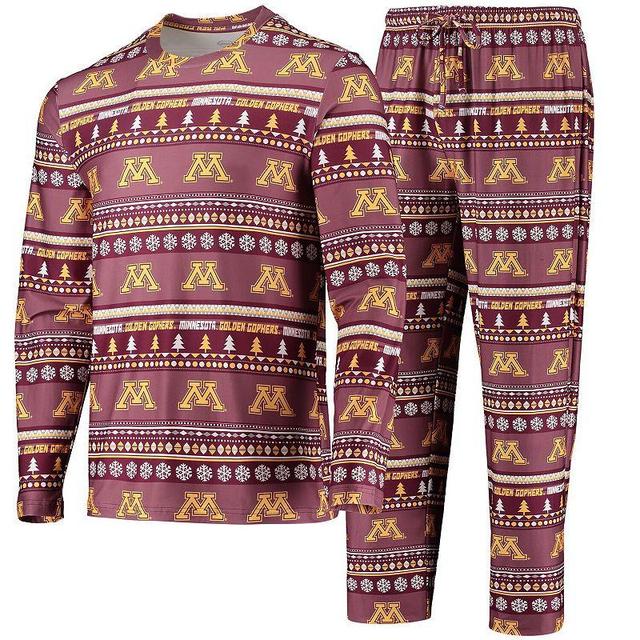 Mens Concepts Sport Maroon Minnesota Golden Gophers Ugly Sweater Long Sleeve T-Shirt and Pants Sleep Set Product Image