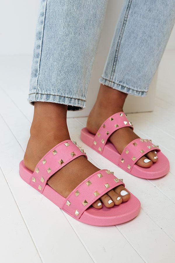 The Tish Studded Sandal In Pink Product Image