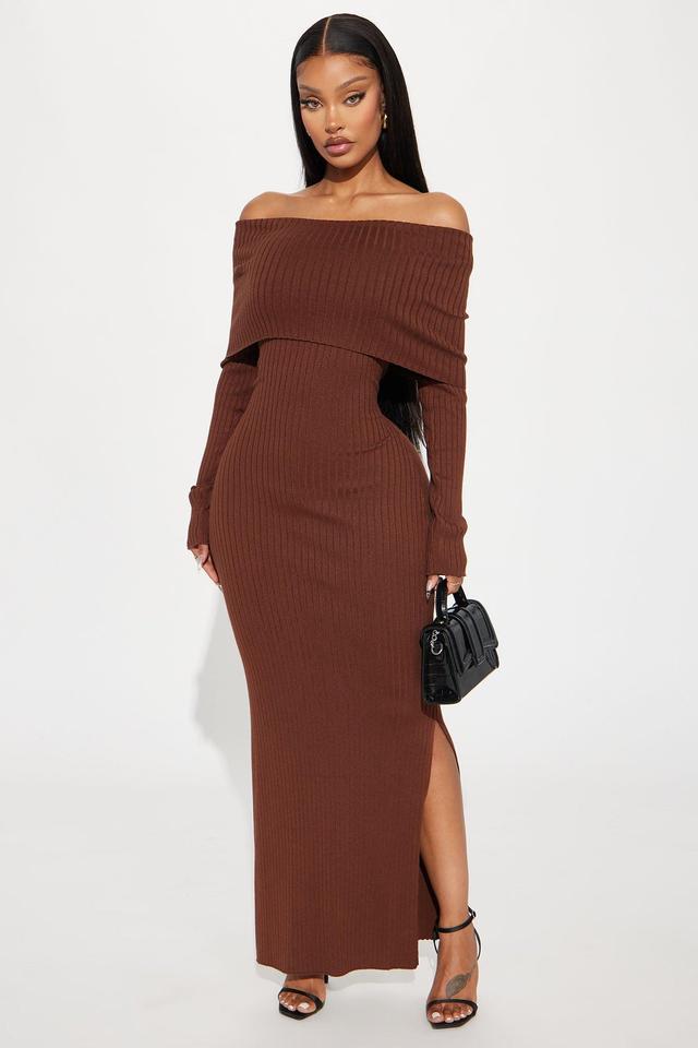 Marina Sweater Maxi Dress - Brown Product Image