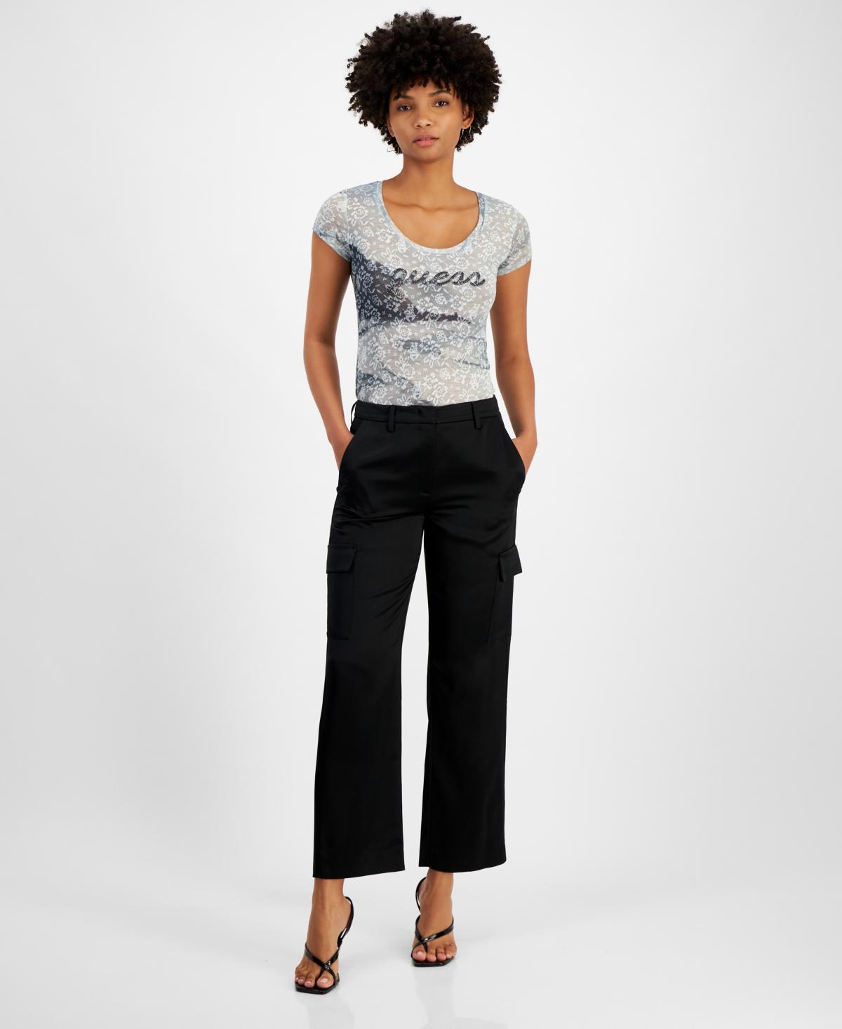 Guess Womens Megan Satin Cargo Pants Product Image