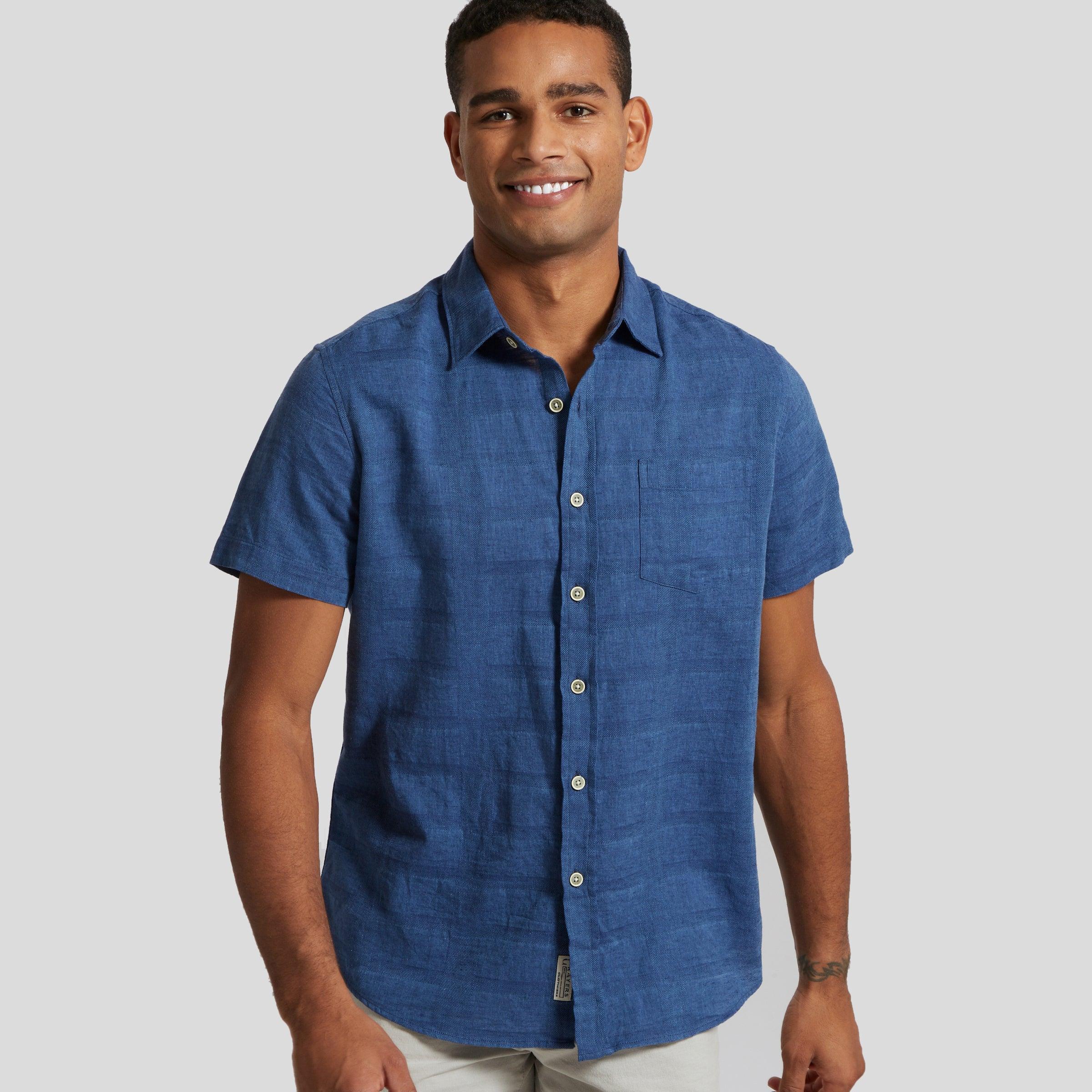 Outback Linen Cotton Dobby Shirt - Ensign Blue Product Image