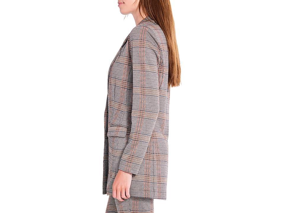 NIC+ZOE Sketched Plaid Knit Blazer (Neutral ) Women's Clothing Product Image