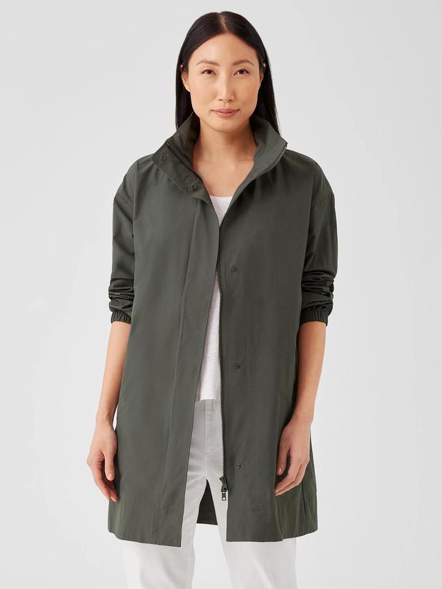 EILEEN FISHER Light Cotton Nylon Stand Collar Long Coatfemale Product Image