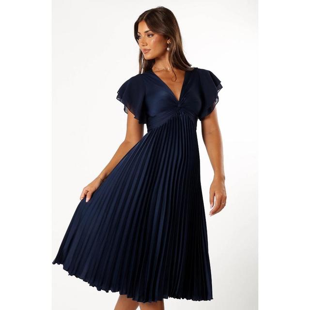 Petal and Pup Womens Nova Flutter Sleeve Midi Dress - Navy M Product Image