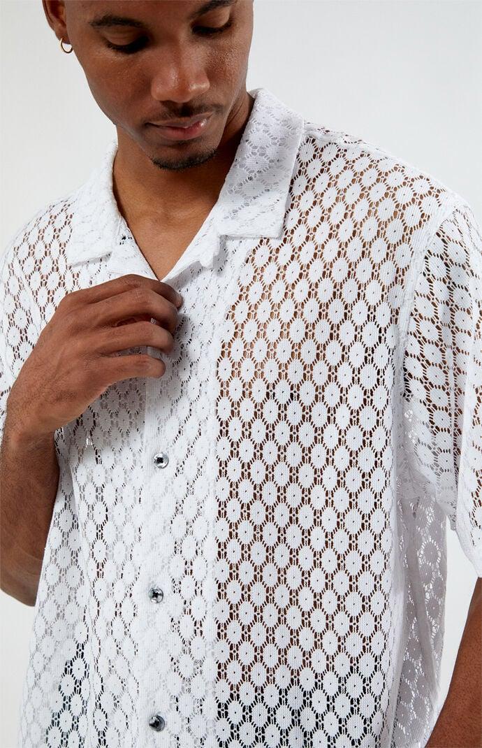 Men's Lace Oversized Camp Shirt - Product Image