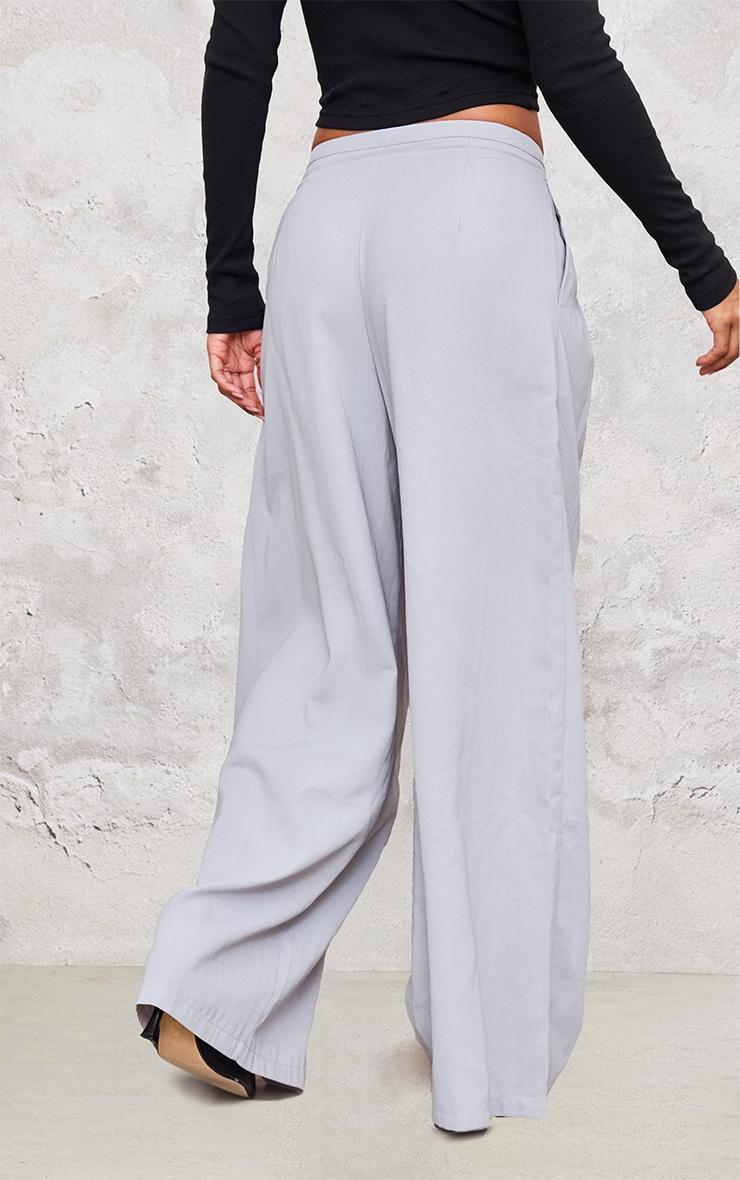 Grey Pintuck Detail Wide Leg Tailored Trousers Product Image