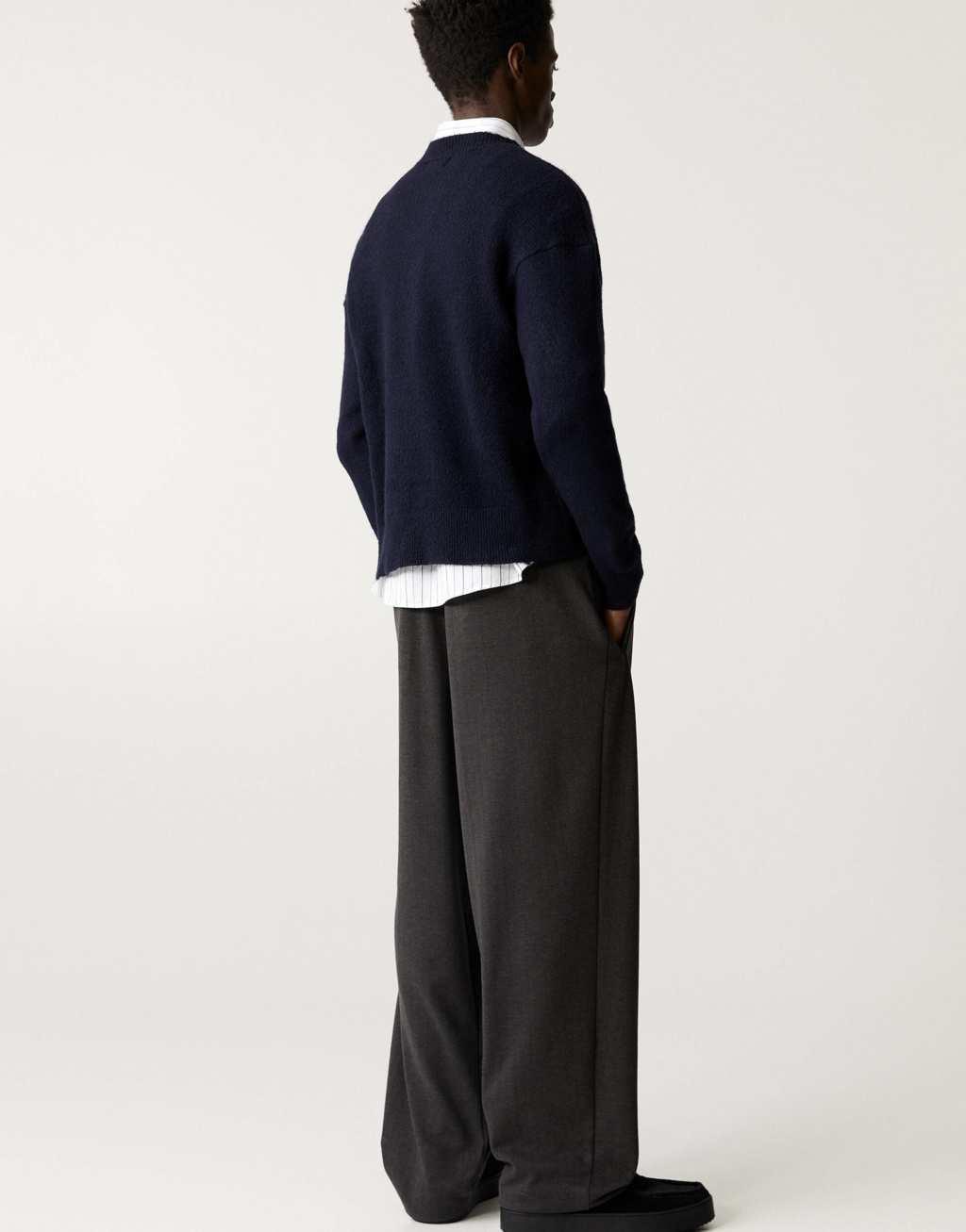 Pull&Bear Black Label stripe tailored pants in gray Product Image