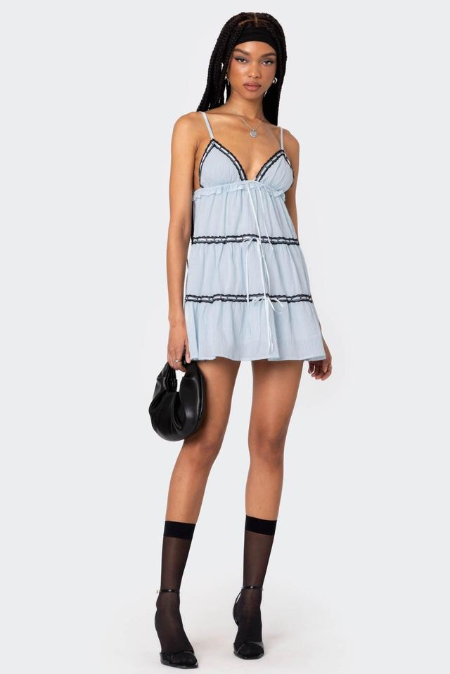 Angelica Tiered Ribbon Mini Dress Product Image