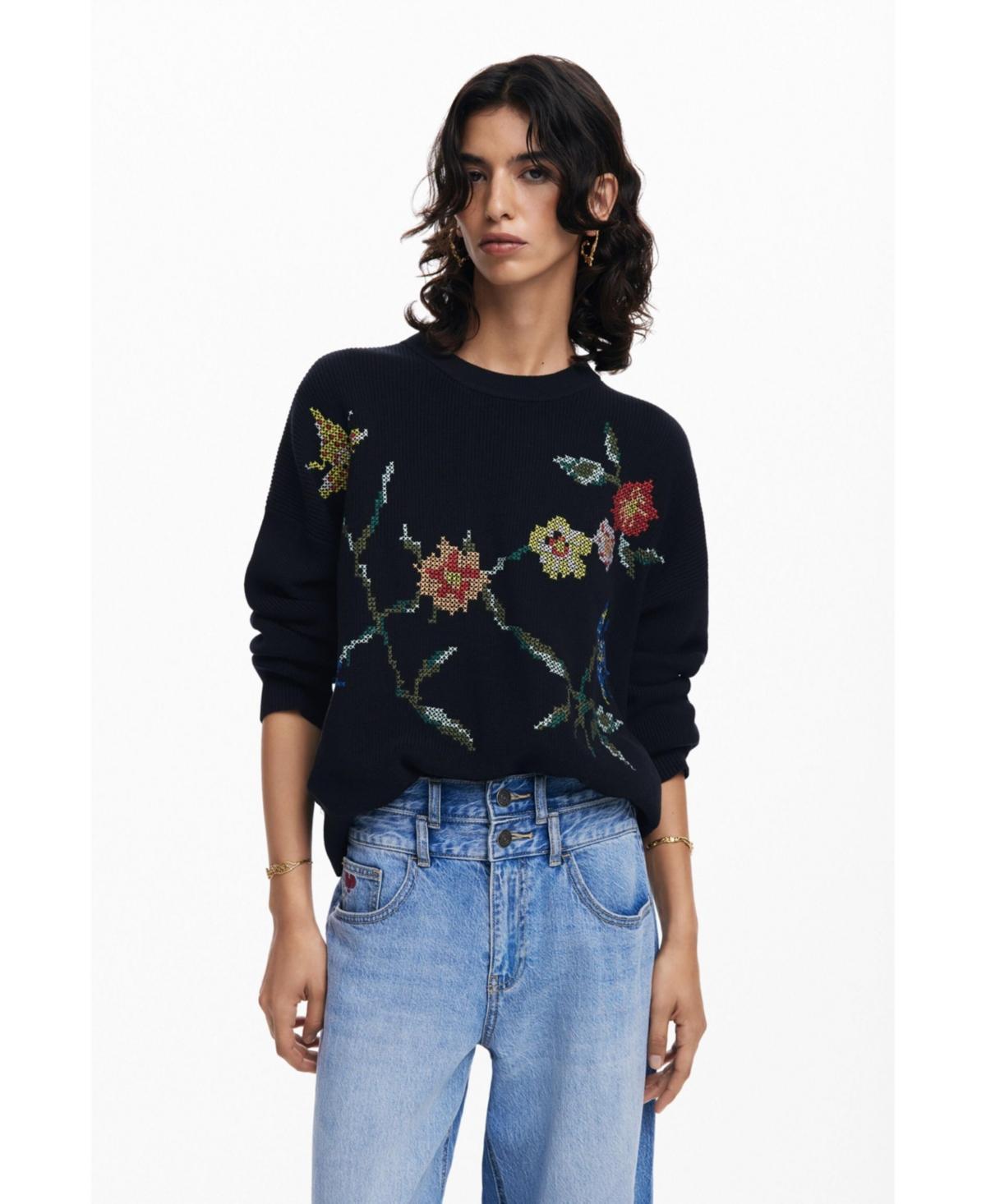 Desigual Womens Embroidered flower sweatshirt Product Image