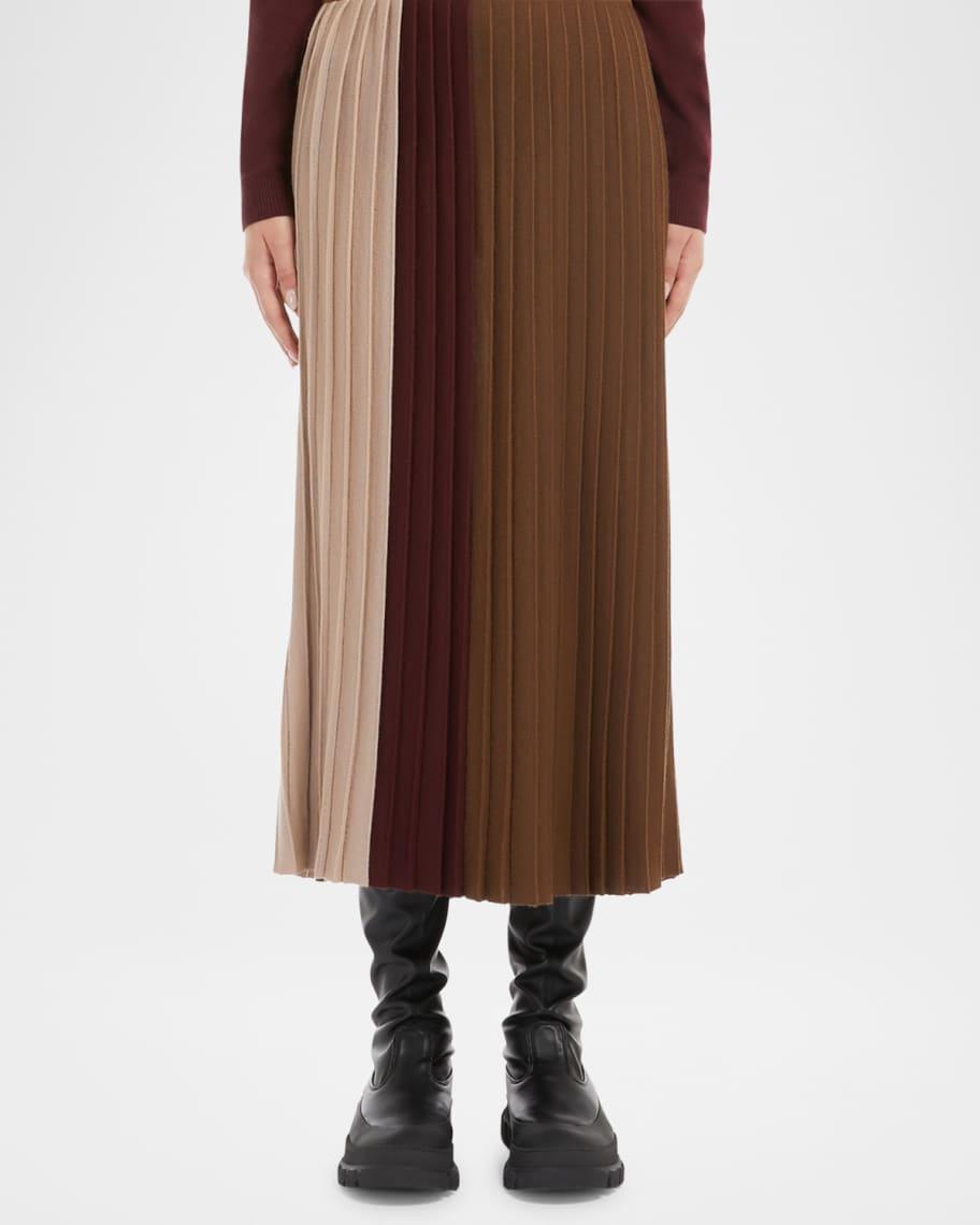 Pleated Colorblock Midi Skirt Product Image