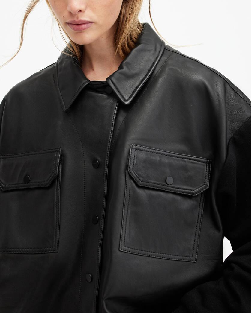 Morten Oversized Leather Trucker Jacket Product Image