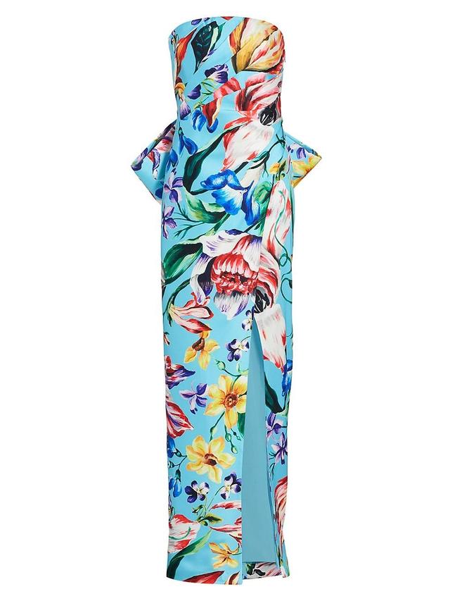 Womens Floral Mikado Strapless Gown Product Image