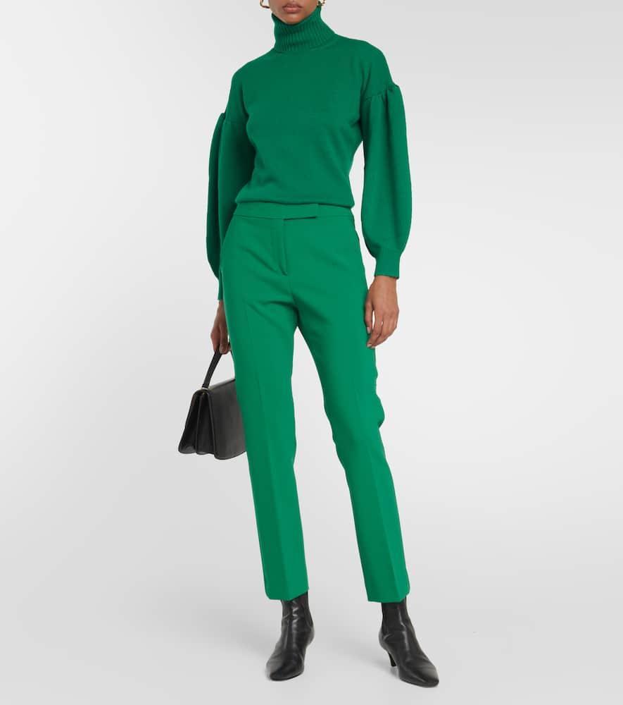 MAX MARA Fuoco Cropped Wool-blend Pants In Green Product Image