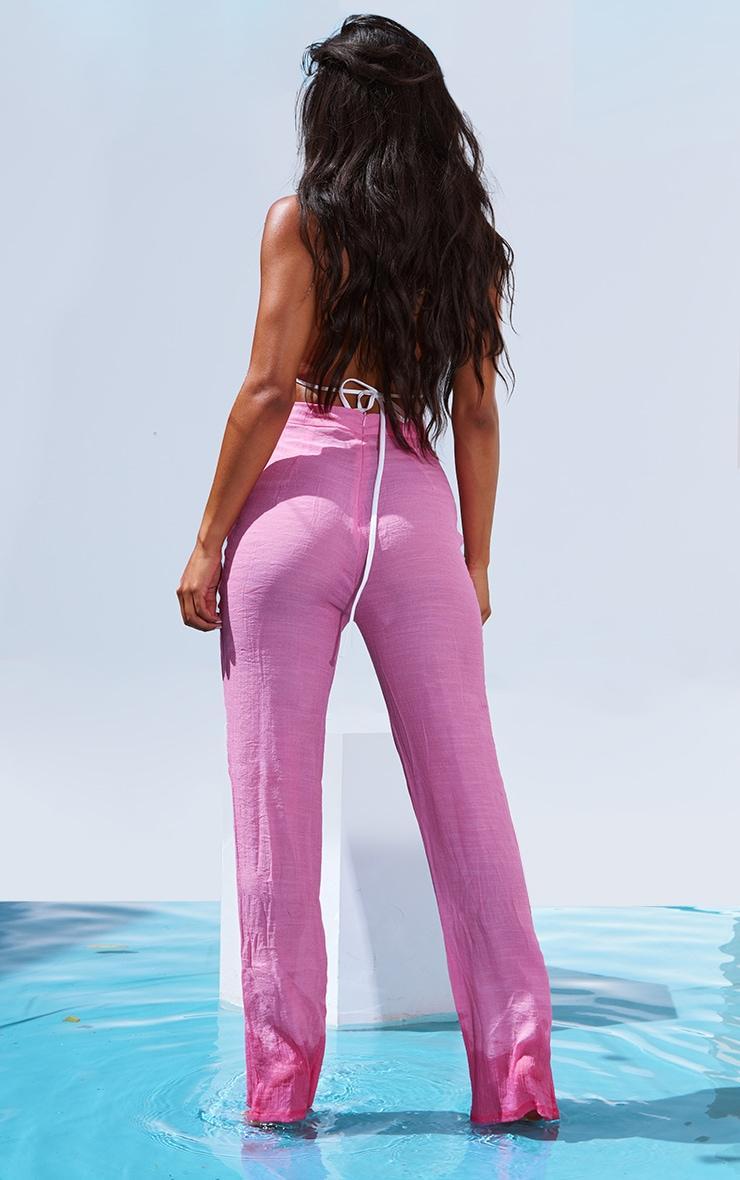 Pink  Linen Look Beach Pants Product Image