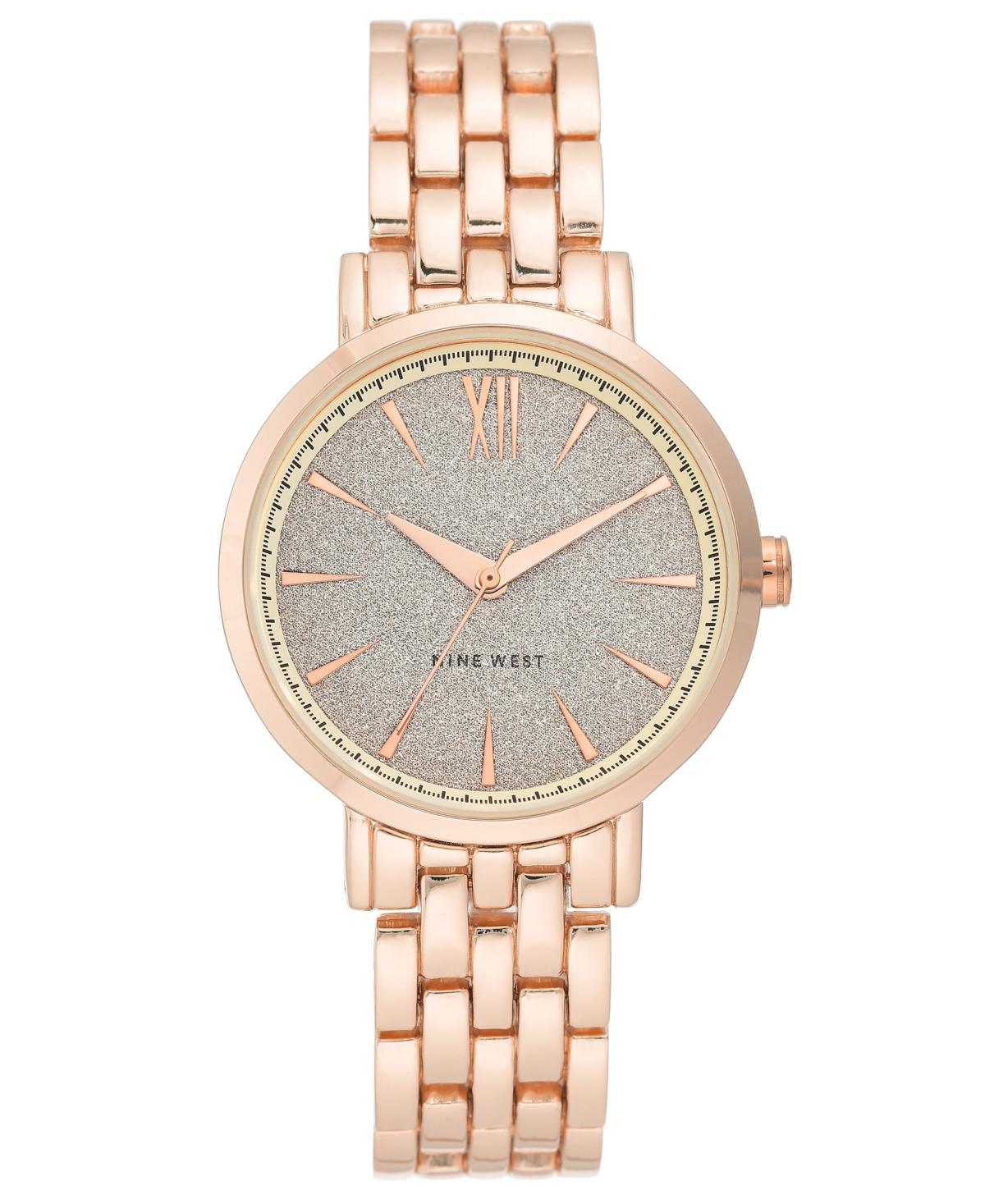 Nine West Womens Quartz Rose Gold-Tone Alloy Link Bracelet Watch, 36.5mm - Rose Gold-Tone Product Image