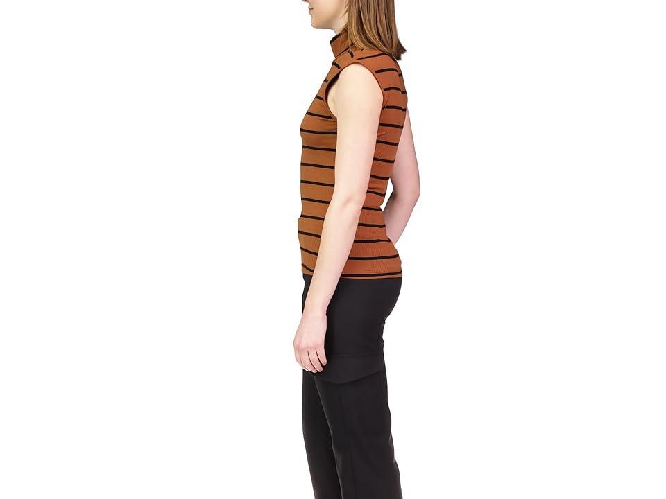 Sanctuary Essential Mock 2.0 (Caramel Cafe/Black Stripe) Women's Clothing Product Image