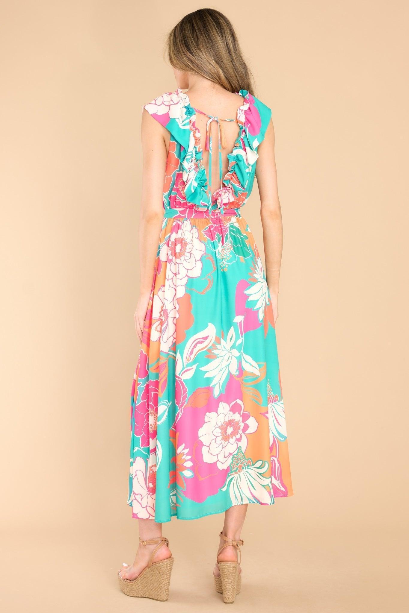 Tango On Teal Floral Midi Dress Product Image