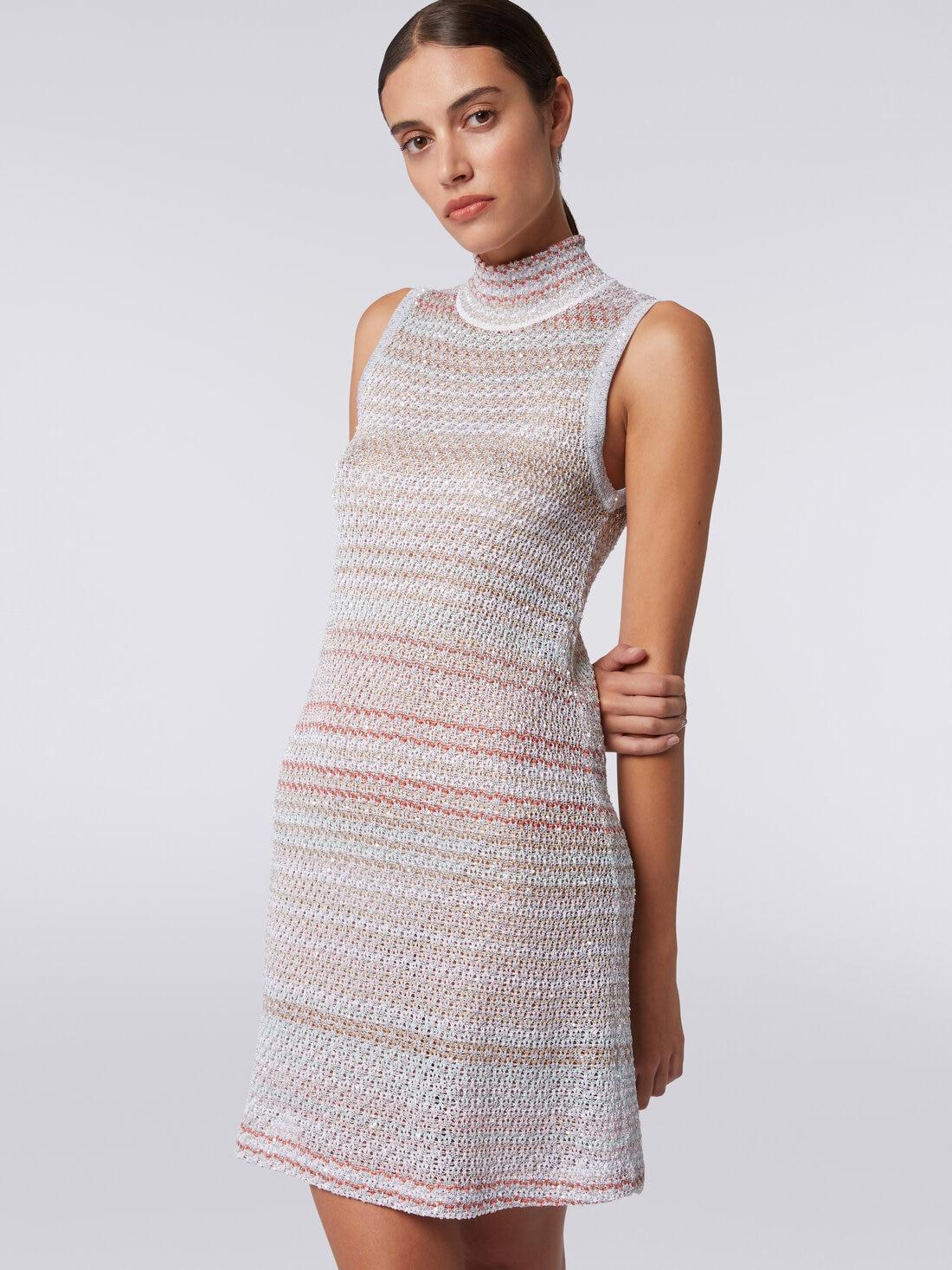 Minidress in mesh knit with high neck and sequin appliqué Multicoloured | Missoni Product Image