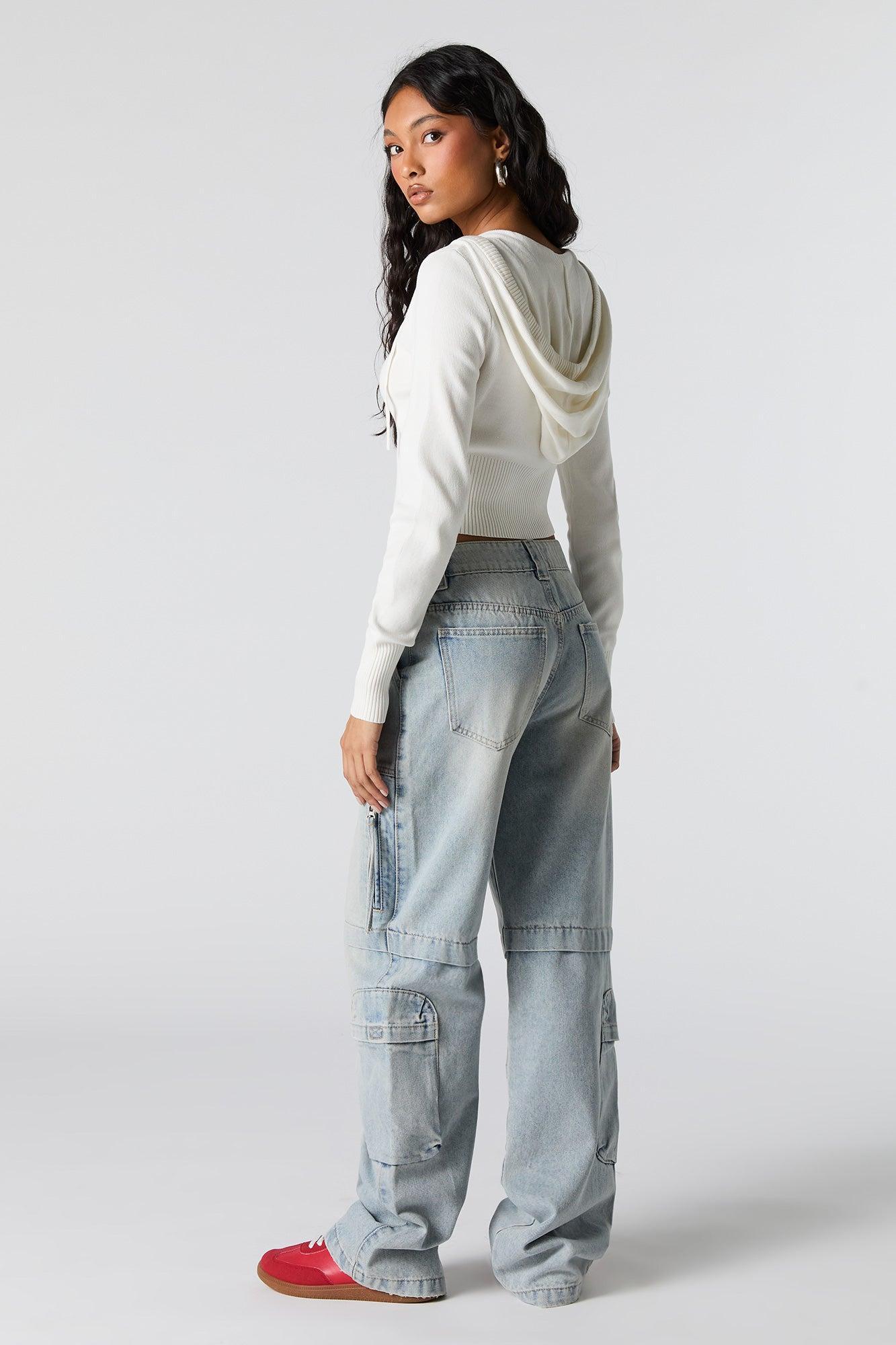 Zip Pocket Straight Leg Cargo Jean Female Product Image