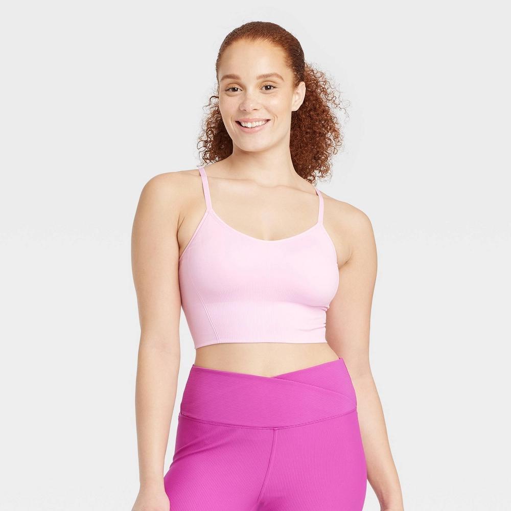 Women's Seamless Medium Support Cami Longline Sports Bra - All In Motion™ Light Pink XS Product Image