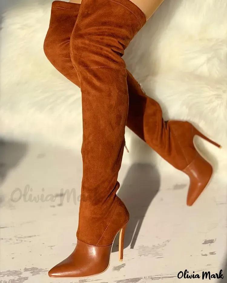 Olivia Mark – Refined Pointed Toe Over-The-Knee Boots for Fashion Enthusiasts Product Image