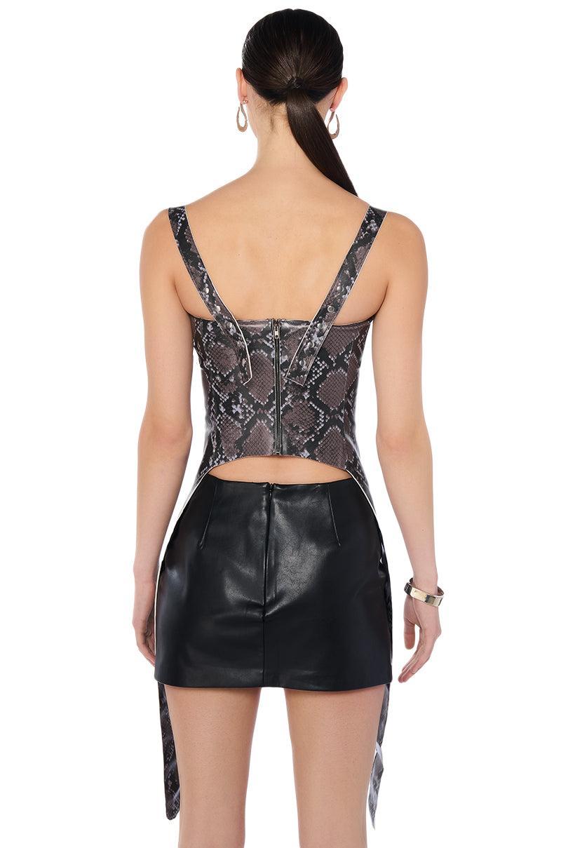 FREYA FAUX LEATHER ANIMAL PRINT CORSET TOP Product Image