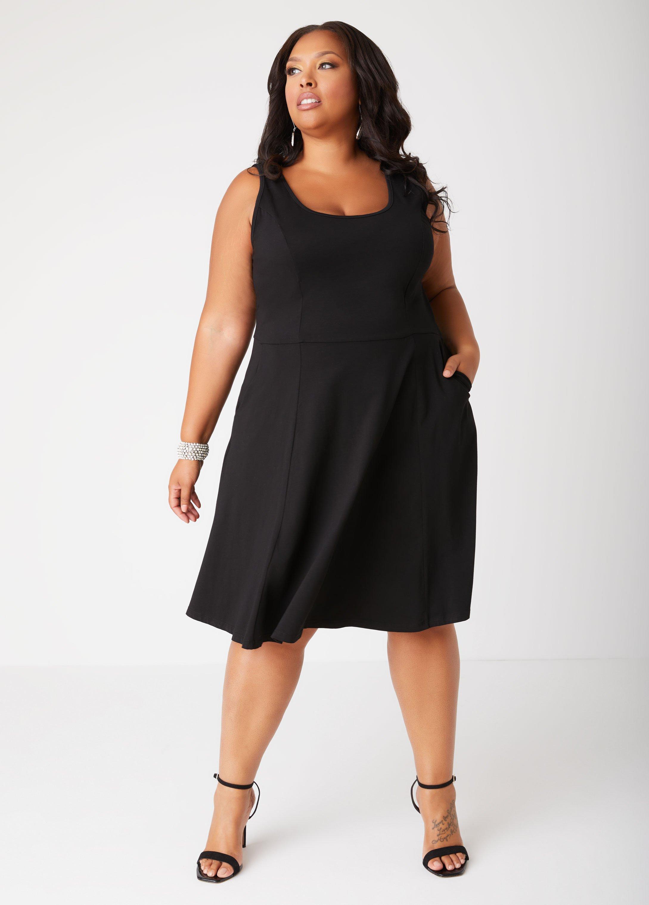 Plus Size Jersey A Line Tank Dress, - Ashley Stewart Product Image