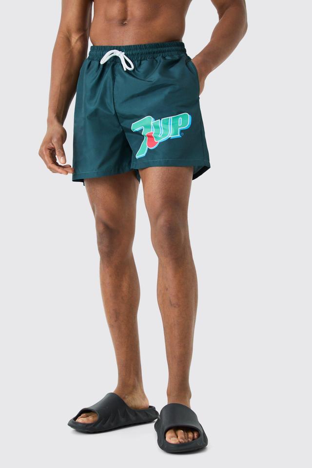 Mens Green Short Length 7up License Swim Short, Green Product Image